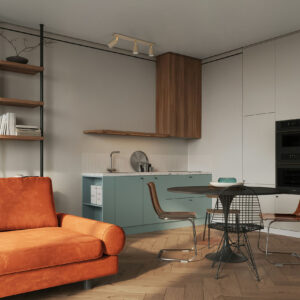 Beżowa lampa sufitowa, trzy reflektory na listwie K-5822 z serii MATI